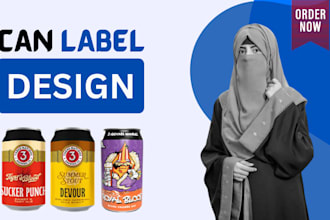 do create energy drink, beverage, beer, can, soda, label design and 3d mockup