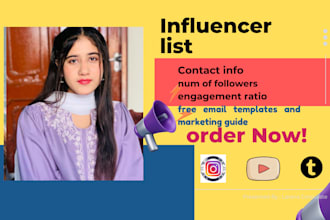 find instagram tiktok youtube influencer list for influencer marketing