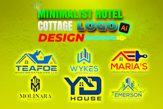 create a minimalist hotel cottage logo design