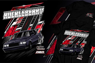 draw car racing illustration for t shirt design