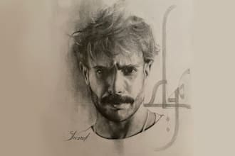 draw an outstanding portrait of you using charcoal and graphite or oil paint