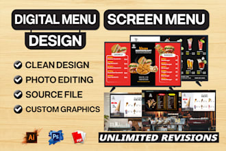design digital menu board tv screen menu for your restaurant