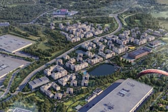 buildup 3d master city concept, 2t to 3d floor plan, landscape, 3d forest design