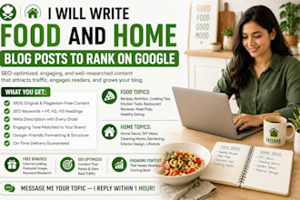 write food and home blog posts to rank on google