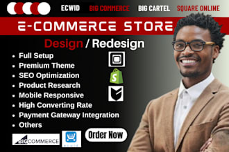 setup design, redesign ecwid, square online, big cartel bigcommerce online store