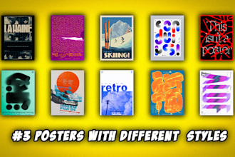 create a vintage , futuristic posters with different styles