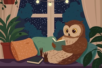 design flat cartoon character illustration for you