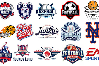 design football, baseball, basketball, soccer and hockey sports team logo