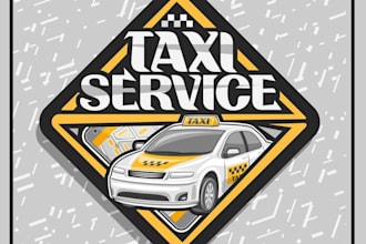 draw modern car, taxi logo design