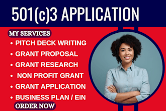 write grant proposal, grant application research pitch deck, 501c3, non profit