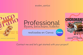 design professional flyers, brochure, folletos on canva