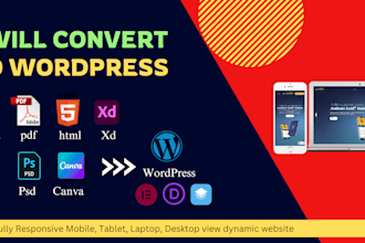 convert figma pdf html xd ai psd canva to wordpress website