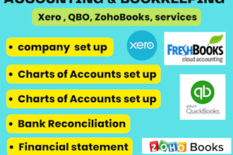 do bookkeeping using quickbooks online, xero, zoho books