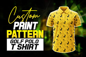 create custom print pattern golf polo t shirt design with mockup for you