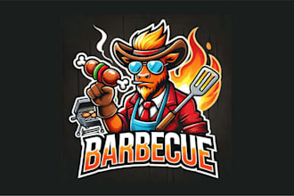 do amazing barbecue esport mascot logo with free source file