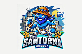do unique santorini greece mascot logo with new concepts