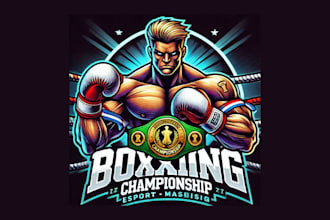 do modern boxing championship mascot logo for your company