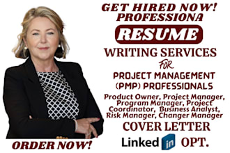 write professional project management resume, product owner, product manager