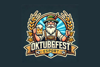 do unique flat oktoberfest mascot logo with express delivery