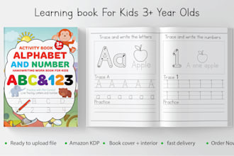 childrens handwriting workbook kids activity book cover design for amazon KDP