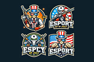 do flat 4th of july labels collection mascot logo within two day