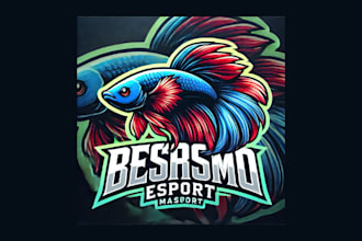 do awesome betta fish esport mascot logo  with new concept