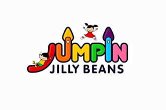 design colorful fun jumping jilly  beans logo