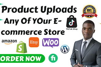 product uploading and product listing on shopify, amazon, esty and tiktok shop