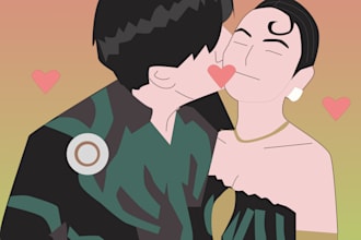 create flat romantic couple in love