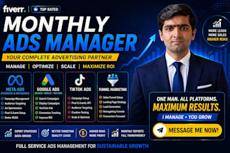 be expert monthly meta facebook google tiktok ads manager, marketing specialist
