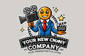design custom film production style mascot logo  with free source files