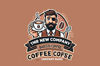 make your barista coffee mascot logo  in one day