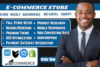 fix setup design redesign weebly, ecwid, big cartel bigcommerce shopify store