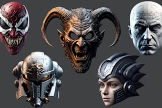 design 3d mask, 3d helmet, cosplay armor 3d custom mask for printing