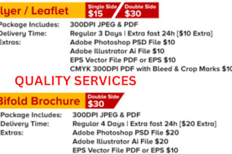 design a flyer, bifold, trifold, brochure, poster, leaflet or menu
