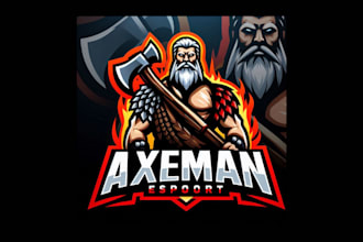 do awesome axe man mascot logo with express delivery