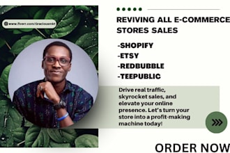 do redbubble, etsy link, teespring, teepublic promotion and shopify marke