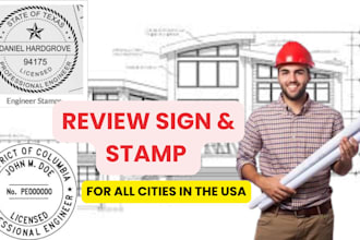 pe stamp review and seal architectural drawing in USA for city permit approval