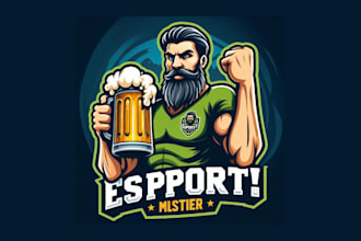 do man with glass of beer esport mascot logo  within two day