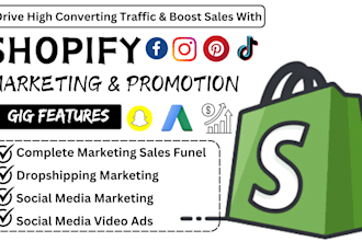 do shopify marketing, tiktok shop, etsy promotion fb ads, to boost shopify sales
