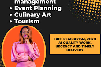 write on hospitality, event planning, culinary, and tourism