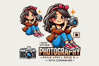 design photography style girls mascot logo with my creative thinking