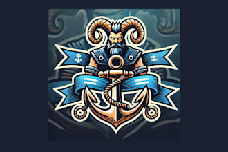 design anchor and ribbon esport mascot logo for your company