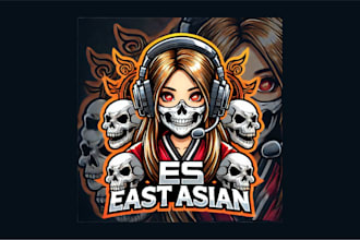 do awesome girl skull mascot logo with unlimited revision
