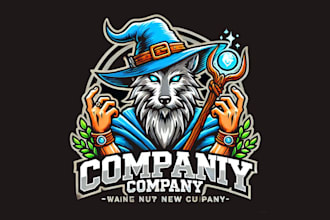 make wolf wizard mascot logo  for your company