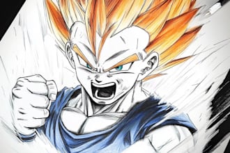 draw you in dragon ball anime manga style , pro
