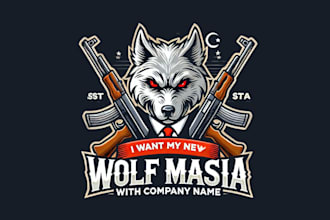 design high quality wolf mafia mascot logo with express delivery