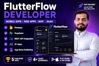 build flutterflow mobile app with firebase, supabase and API integration