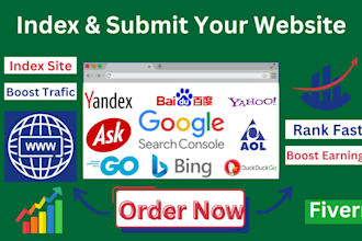 index and submit your website to google, bing, yahoo, and yandex search engines