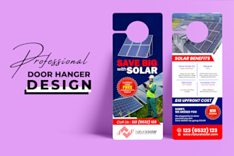 create door hanger design, dl flyer, rack card, business leaflet and postcard
